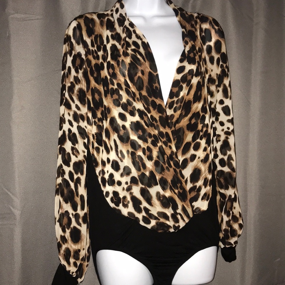 Bebe Leopard print bodysuit